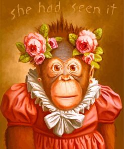 Monkey With Flowers Crown paint by numbers