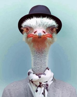 Ostrich With Top Hat paint by numbers