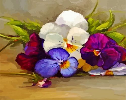 Pansies Flowers Art paint by numbers