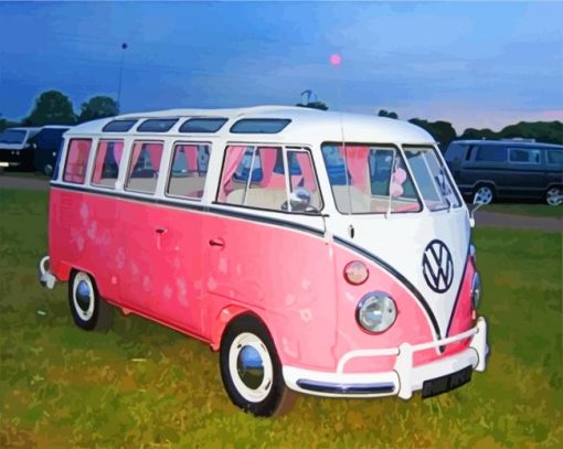 Pink Kombi Volkswagen paint by numbers