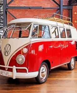 Red Volkswagen Kombi Car paint by numbers