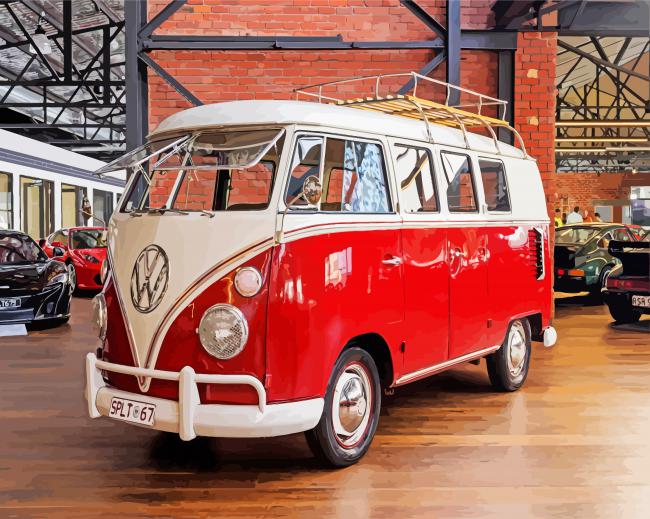 Red Volkswagen Kombi Car paint by numbers