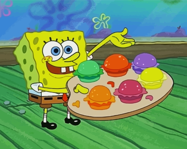 Spongebob And Burgers paint by numbers