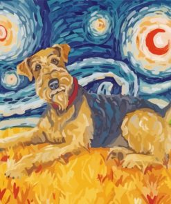 Airedale Dog Starry Night paint by numbers