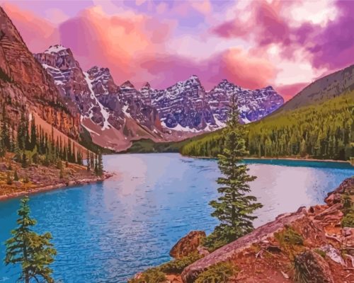 Alberta Moraine Lake Sunset paint by numbers