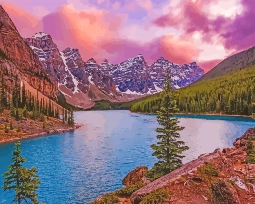 Alberta Moraine Lake Sunset paint by numbers