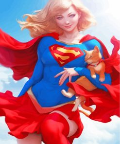 Super girl And Cat paint by numbers