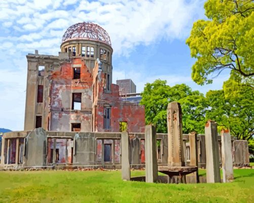 Aesthetic Atomic Bomb Dome paint by numbers