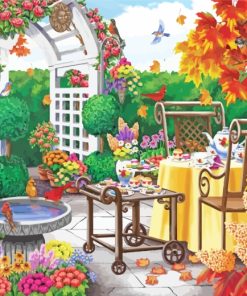 Autumn Garden Tea Date paint by numbers