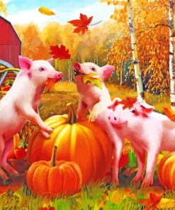 Autumn Pigs Animals paint by numbers