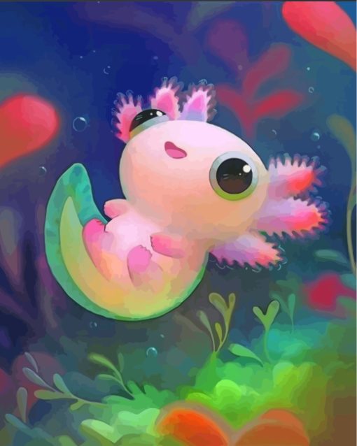 Axolotl Amphibian Art paint by numbers