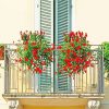 Aesthetic Balcony With Red Flowers paint by numbers