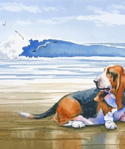 Basset At The Beach paint by numbers