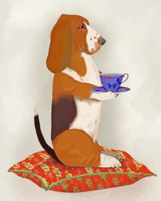Basset Taking Tea paint by numbers