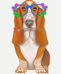 Basset Dog With Glasses paint by numbers