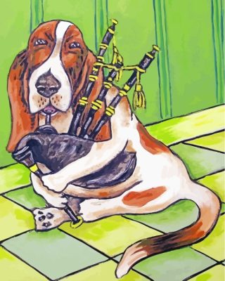 Basset Playing Bagpipes paint by numbers