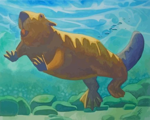 Cute Beaver Underwater paint by numbers