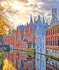 Belgium Brugge Canal paint by numbers