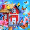 Birdhouse And Butterflies paint by numbers