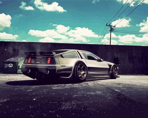 Black Delorean Car paint by numbers