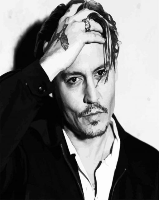 Black And White Jonny Depp paint by numbers