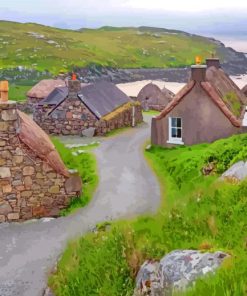 Blackhouses Outer Hebrides paint by numbers