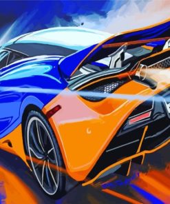 Orange Blue Mclaren Car paint by numbers