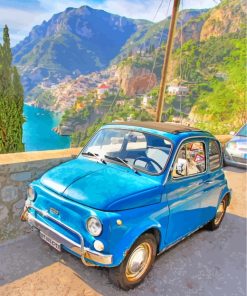 Blue Vintage Fiat Car paint by numbers