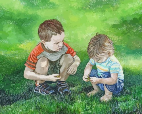 Brothers In Garden paint by numbers