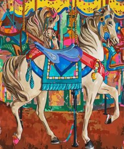 White Carousel Horse paint by numbers