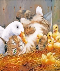 Cat with Ducklings paint by numbers