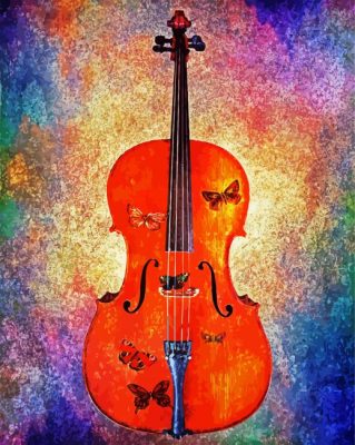 Cello With Butterflies paint by numbers