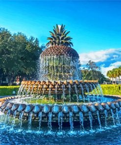 Charleston Pineapple Fountain paint by numbers