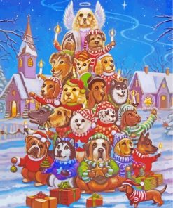 Christmas Holidays Dogs paint by numbers