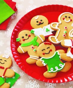 Christmas Gingerbread Man Cookies paint by numbers