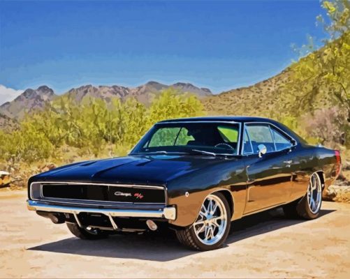 Classic Black Challenger paint by numbers