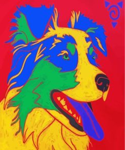 Colorful Aussie Dog paint by numbers