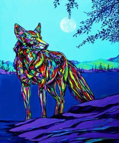 Colorful Coyote Animal paint by numbers