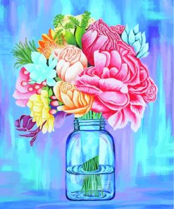 Colorful Flowers In Jar paint by numbers