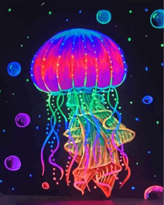 Colorful Neon Jellyfish Art paint by numbers