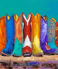 Colorful Cowboy Boots paint by numbers