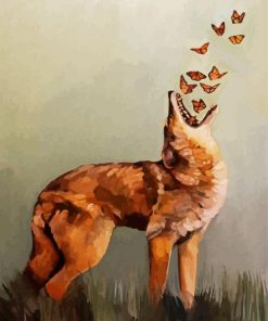 Butterflies And Coyote paint by numbers