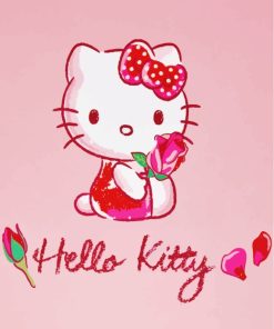 Pink Hello Kitty With Flower paint by numbers