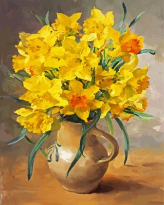 Yellow Daffodils Vase paint by numbers