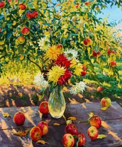 Apples And Dahlias Flowers paint by numbers