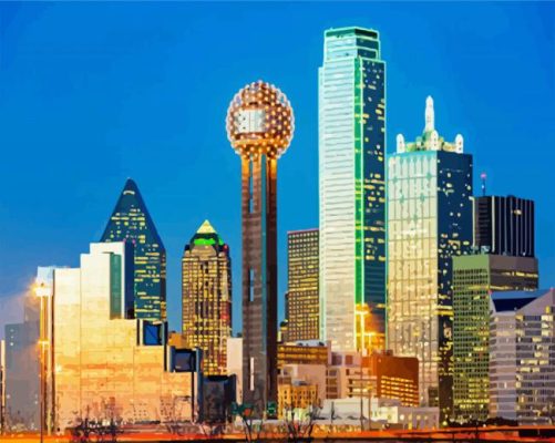 Dallas City Buildings paint by numbers