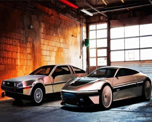 Aesthetics DMC Delorean Car paint by numbers