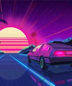 Delorean Car Illustration paint by numbers