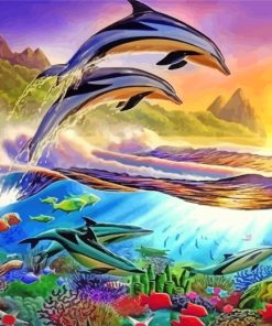 Dolphins At Sunset paint by numbers