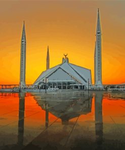 Aesthetic Faisal Masjid Pakistan paint by numbers